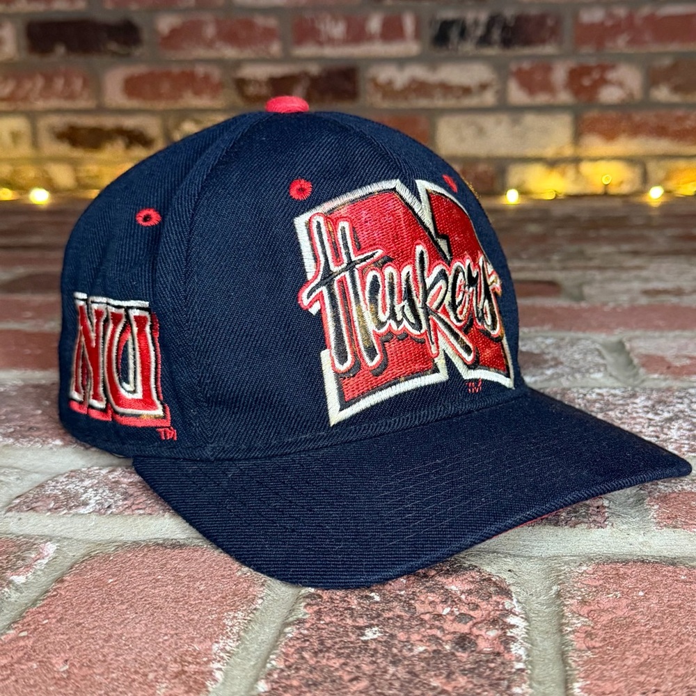 University of Nebraska Huskers Embroidered Logos Black Baseball Cap Size: 7 1/8